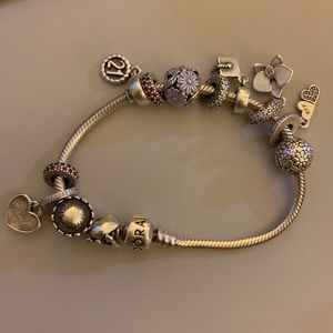 Pandora bracelet with charms
